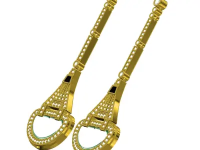 Antique Art Deco Diamond Earring 4 3D print model