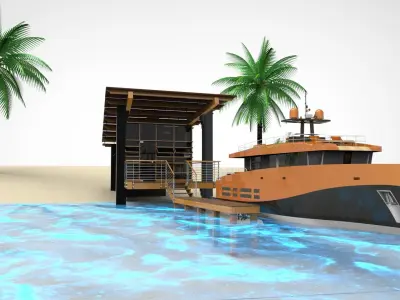 Docking  yacht 3D model