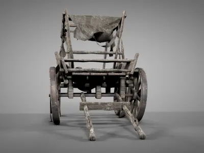 Old Cart with Fabric Animations 3D model