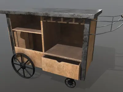 Industrial Service Food Cart Low-poly 3D model