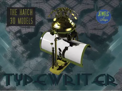 Antique typewriter Low-poly 3D model