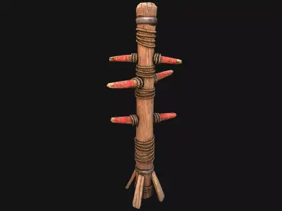 Wooden Medieval Military Combat Training Dummy Tournament Low-poly 3D model