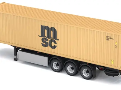 Chassis Semi Trailer with MSC Shipping Container 3D model