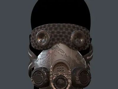 Gas mask helmet 3d model scifi Low-poly  Low-poly 3D model 14