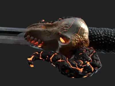 lava Horn Sword - PBR Game Ready Weapon Low-poly 3D model