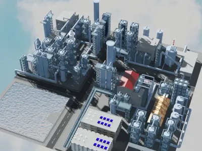 Mega Refinary 3D model 3D model