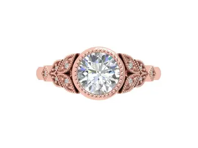 Solitaire Engagement Art Deco Ring 3D print model 52