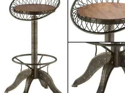 The Aero Industrial Design Steel Bar Stool 3D model