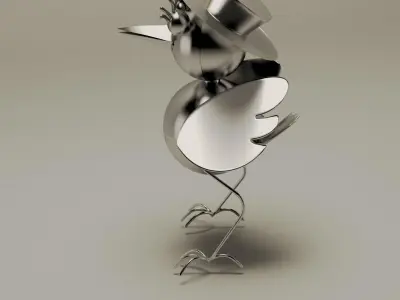 Crow metal sculpture 3D model