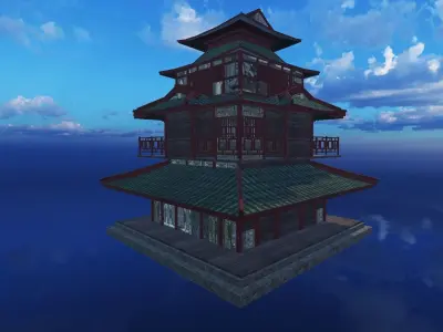 Ancient Japanese Building Style 03 Low-poly 3D model