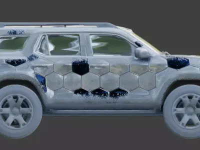 Realistic Sci-Fi Arctic Hex-Camo SUV 3d Low-poly 3D model