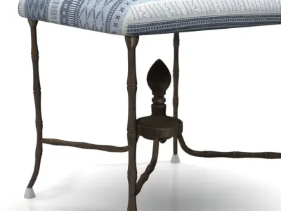 Antique Metal Stool With Seat Covered PBR 3D model