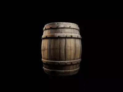 Medieval wooden barrel Low-poly 3D model