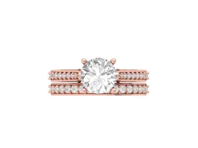 Solitair Ring Bridal Set 3D print model 43