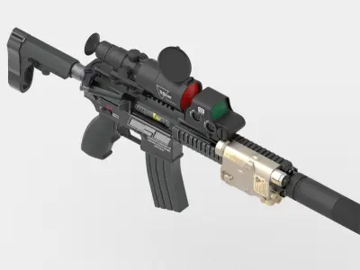 Gun Assault Rifle HK 416 3D model