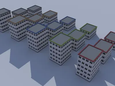 Cartoon Building Low Poly Building Commercial City Hall Low-poly 3D model