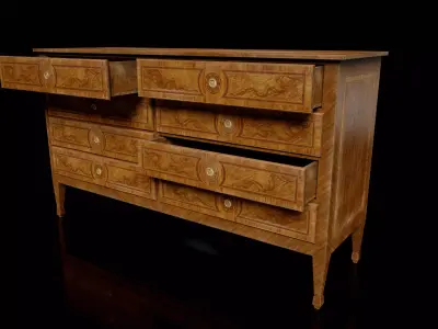 Antique Burl Wood Dresser - High-Quality PBR Low-poly 3D model