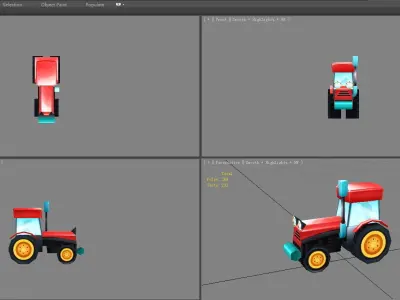 Cartoon tractor Low-poly 3D model buy