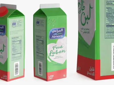 Almarai Fresh Laban Carton 1L Low Fat 3D model