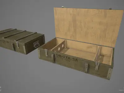 Crate Low Poly Game Ready two wooden boxes Low-poly 3D model