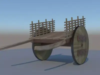 Cart Model wooden with basket 3D model