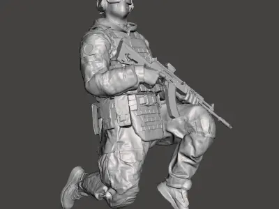 soldier 3d model for 3d printing in 3 poses  3D print model