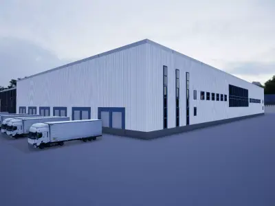 Logistics Distribution Center Warehouse Industrial Complex Low-poly 3D model