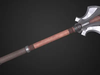 Medieval mace Low-poly 3D model 8