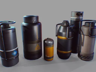 sci-fi barrels game-ready Low-poly 3D model