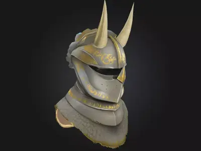 Mystic Warrior Helm  Arcane Power Meets Battle-Hardened Steel 3D model