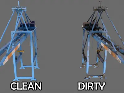 PBR Quayside Container Crane Version 1 - Blue Orange Low-poly 3D model