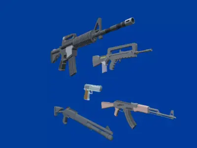 lowpoly weapons pack Low-poly 3D model