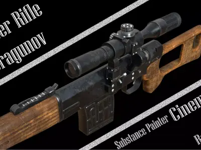 Sniper Rifle Dragunov Svd Low-poly 3D model
