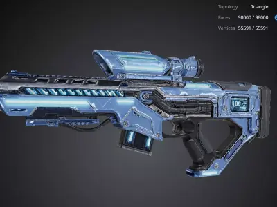 Futuristic Blue Gun 3D model