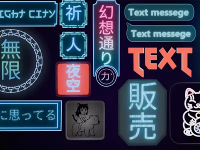 Free Scifi Neon Text Free 3D model