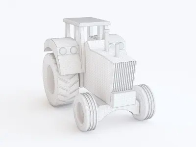 Wooden toy tractor 01 3D model