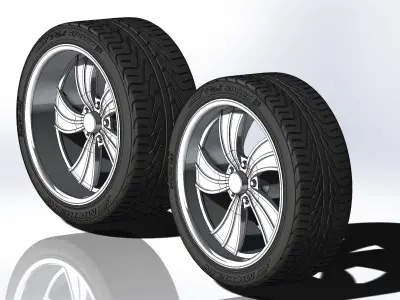 Set of custom wheels Intro Twisted Vista II for your scale model 3D print model