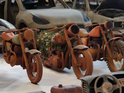 Old Abandoned Junk Rusty Vehicles 3d Game Ready Set  Low-poly 3D model