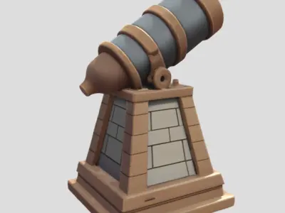 Cartoon Cannon 3D Model PBR Textured Stylized Game Asset Low-poly 3D model