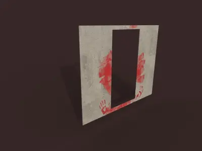 Realistic Concrete Wall with Blood Handprints 3D Model Low-poly 3D model