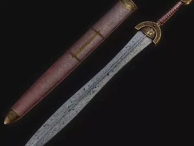 Viking Ceremonial Sword Low-poly 3D model