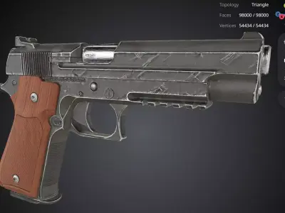 Brown Pistol 3D model purchase