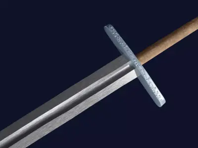 Excalibur sword with Grossmesser handle Low-poly 3D model