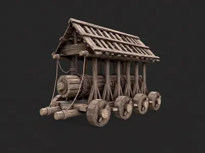 Medieval Siege Wooden Battering Ram 2 Low-poly 3D model