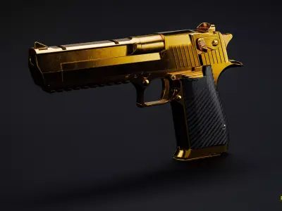 Gold Desert Eagle 3D model Low-poly 3D model