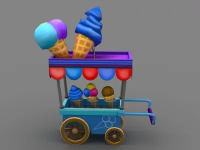 icecream cart Low-poly 3D model