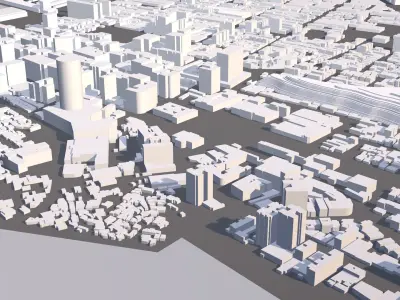 Urban highrise building building ancillary building commercial 3D model 14