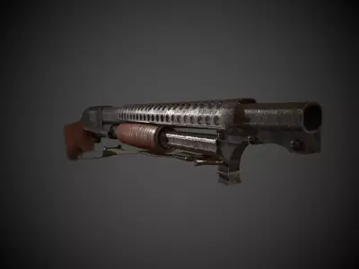 WW2  Pump Action Shotgun Low-poly 3D model