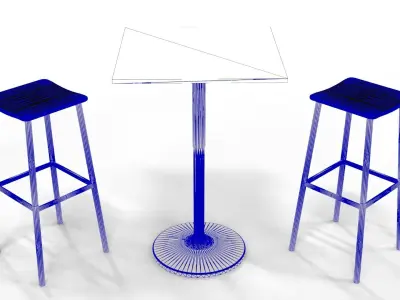 High table and stool - Bar set 3 3D model