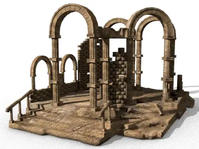 ancient stone temple ruins crypt 3D model